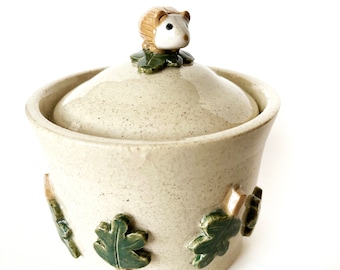 Hedgehog Themed Lidded Jar, Hedgehog Themed Pottery, Pottery Lidded Jar, Unique Pottery Gifts, Animal Themed Pottery, Stoneware Pottery