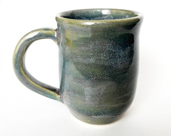 Green Pottery Mug, Handmade Pottery Mug, Wheel Thrown Pottery, Stoneware Pottery Mug, Speckled Pottery Mug, Unique Pottery Gifts