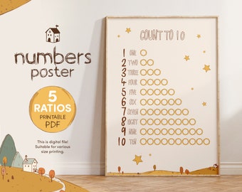 Numbers Poster for Kids, Educational Posters for Classroom Decor, Learn to Count