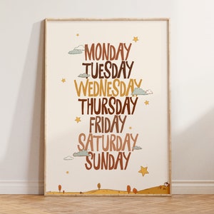 Days of the Week Poster, Educational Posters for Classroom Decor, Autumn Poster image 2