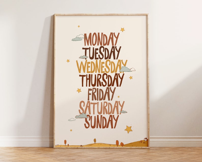 Days of the Week Poster, Educational Posters for Classroom Decor, Autumn Poster image 2