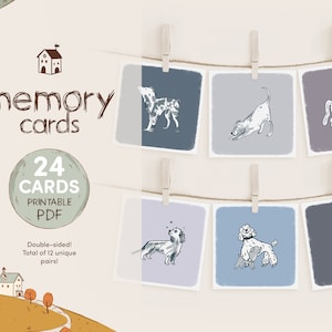 Tarjetas de memoria, Juego de memoria para niños, Juego de correspondencias, Juguetes educativos, Tarjetas flash Montessori para perros, Tarjetas flash de animales, Juego de memoria para niños