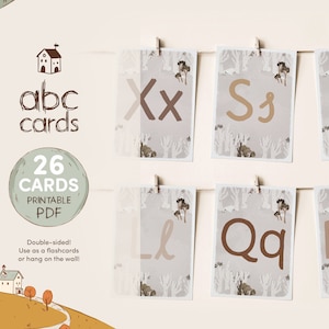 ABC Lernkarten, Boho Alphabet Lernkarten, Boho Alphabet Lernkarten, Wald Montessori Lernkarten, Lernkarten