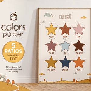 Colors Poster for Kids, Educational Posters for Classroom Decor, Autumn Poster