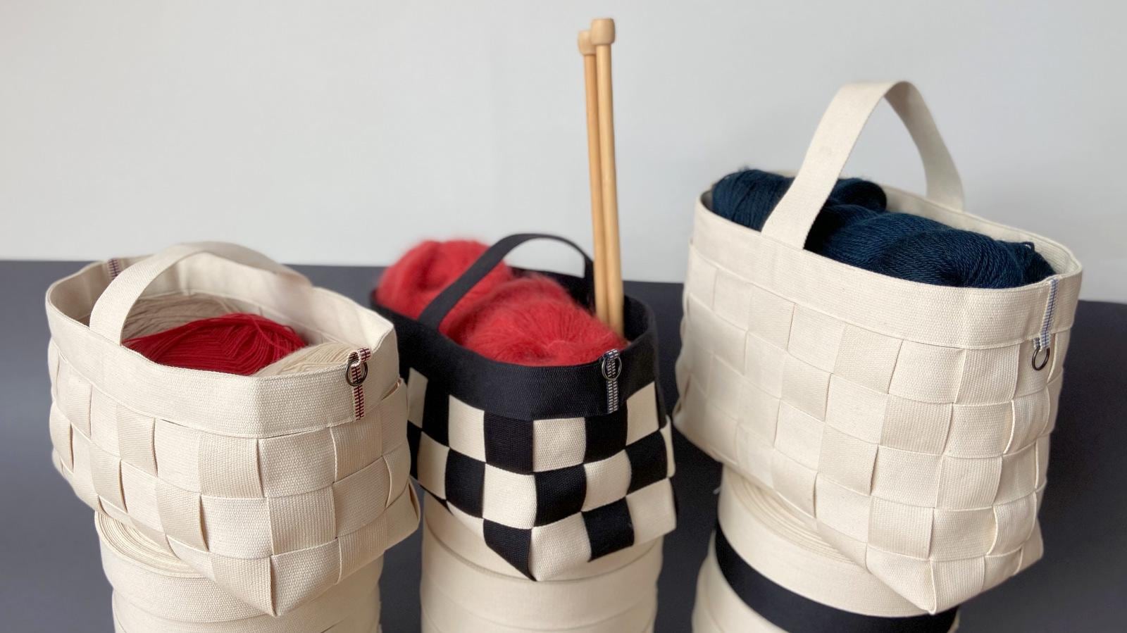 Kurt basket made of webbing - pdf sewing instructions - German language - in 2 sizes - plain or checkerboard pattern