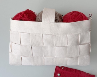 Materialpaket - Korb Klein Kurt - 10 m naturfarbenes Baumwoll-Gurtband und Näh-Anleitung in Papierform im Sichtfensterumschlag