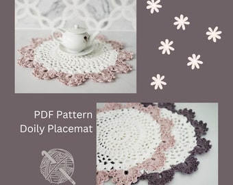 PDF Pattern: Flower Doily Placemat, Crochet Placemat, Handmade Placemat