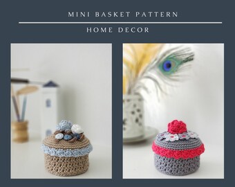 PDF Pattern | Crochet Handmade Mini Basket | Basket with Lid | Home Decor