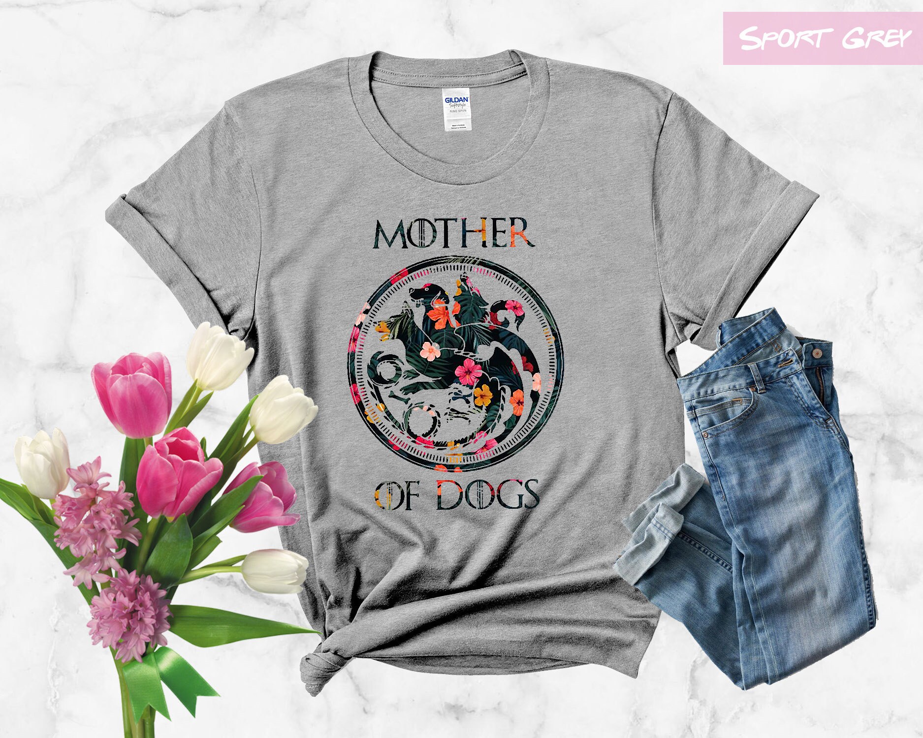 Floral Mother Of Dogs Tshirt Classic Tshirt Mother Day Etsy