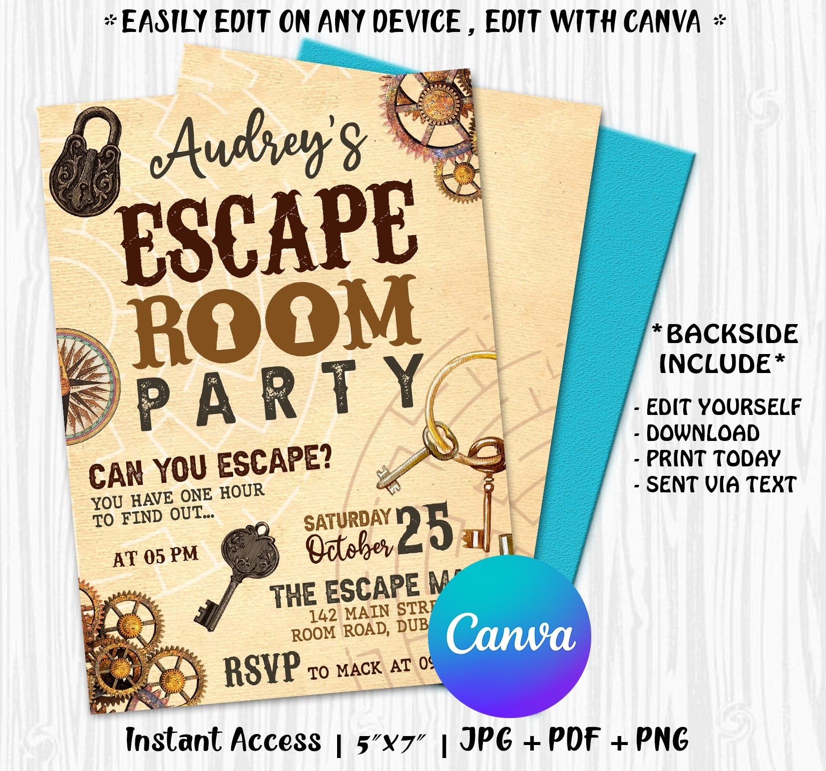 Escape Room Birthday Invitation Girls Escape Room Mystery - Etsy