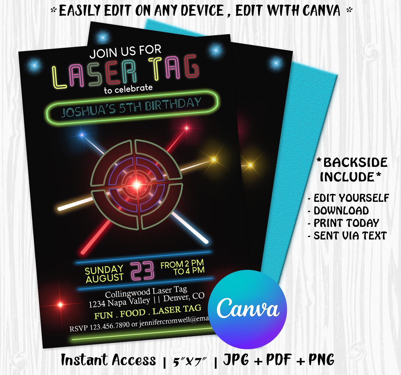 EDITABLE Laser Tag Birthday Invitation Laser Tag Party - Etsy