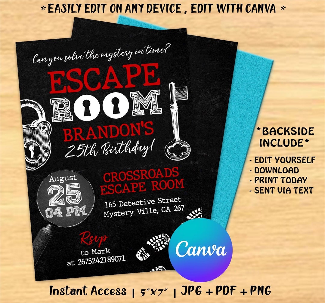 Escape Room Birthday Invitation Girls Escape Room Mystery - Etsy