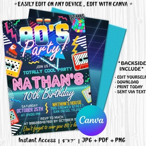 Faire-part d'anniversaire 80's, Faire-part de fête des années 80, Faire-part des années 80, Faire-part d'anniversaire des années 80, Fête d'anniversaire des années 80