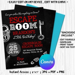 Escape Room Einladung Geburtstag, Mädchen entkommen Mystery Einladung, Escape Invite, Escape Room Einladung, Mystery Geburtstagseinladung