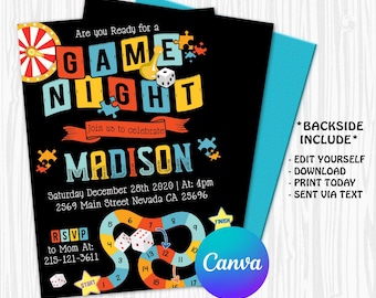 Game Night Invitation, Game Invitation, Game Birthday Invitation, Game Party Invitation, Game Birthday Party