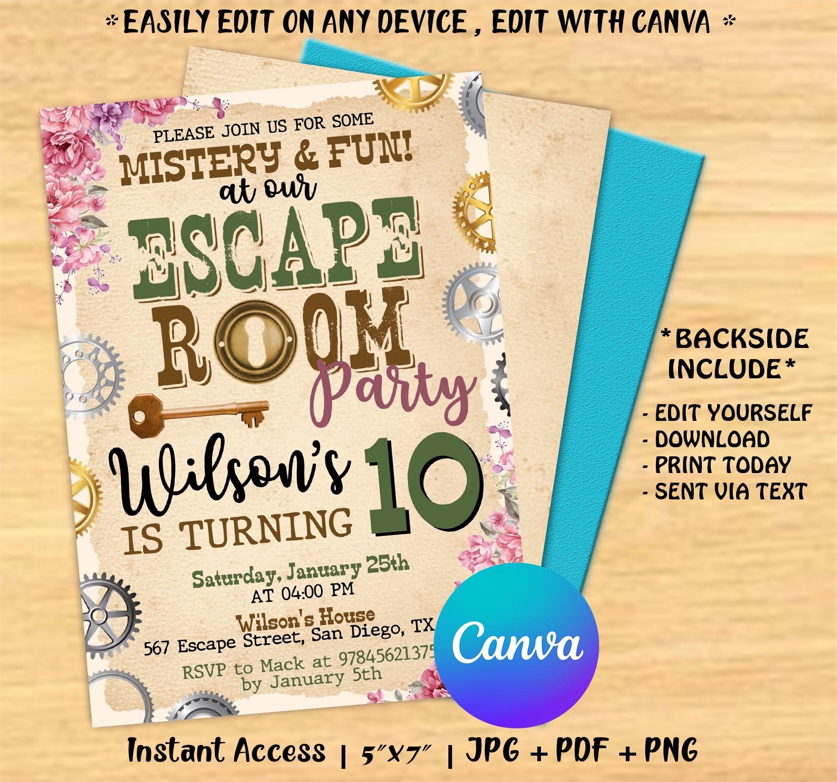 Escape Room Birthday Invitation Girls Escape Room Mystery - Etsy