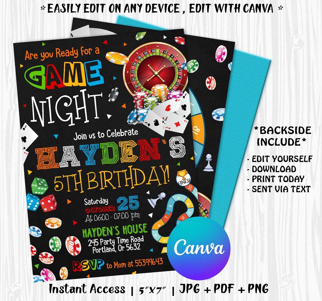 Game Night Invitation, Game Invitation, Game Birthday Invitation, Game