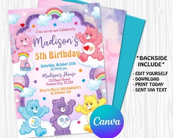 Editable Birthday Party Invitation, Birthday Invitation, Instant Download, Editable With CANVA