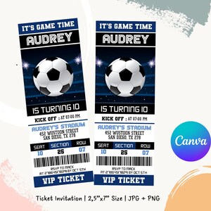 Convite de aniversário para ingresso de futebol, modelo de convite para ingresso de futebol, festa de futebol infantil, editável digital para impressão, download instantâneo