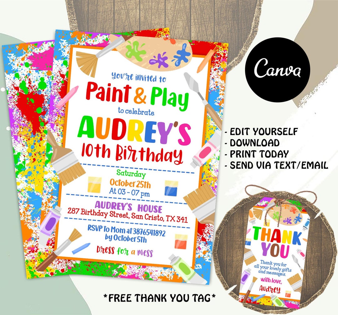 Painting Party Invitation, Art Party Invitation, Art Birthday Party ...