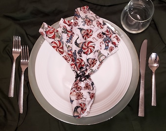 Peppermint Candy Fabric Napkins - Set of 4