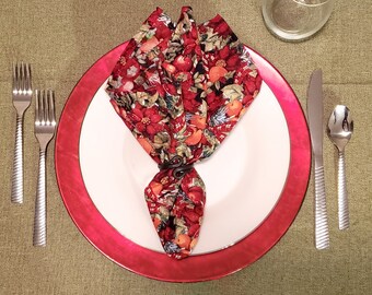 Holiday Floral Napkins - Set of 4