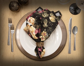 Warm Roses Fabric Napkins - Set of 4