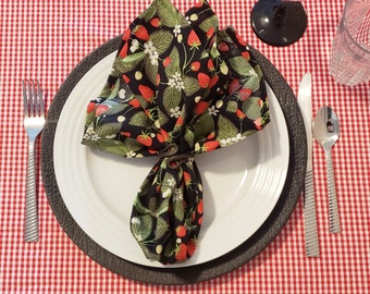 Strawberry Fabric Napkins - Set of 4