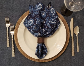 Blue Paisley Napkins - Set of 4