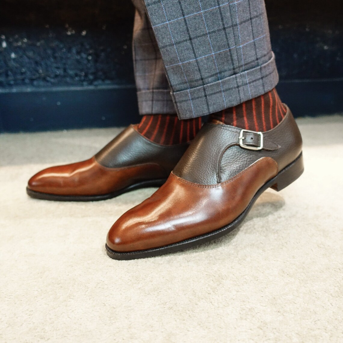 mens single strap monk shoes