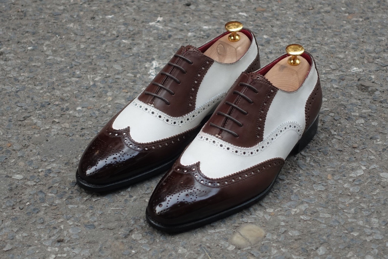 Men Brown and White Spectator Men Spectator Shoes Shoes Etsy