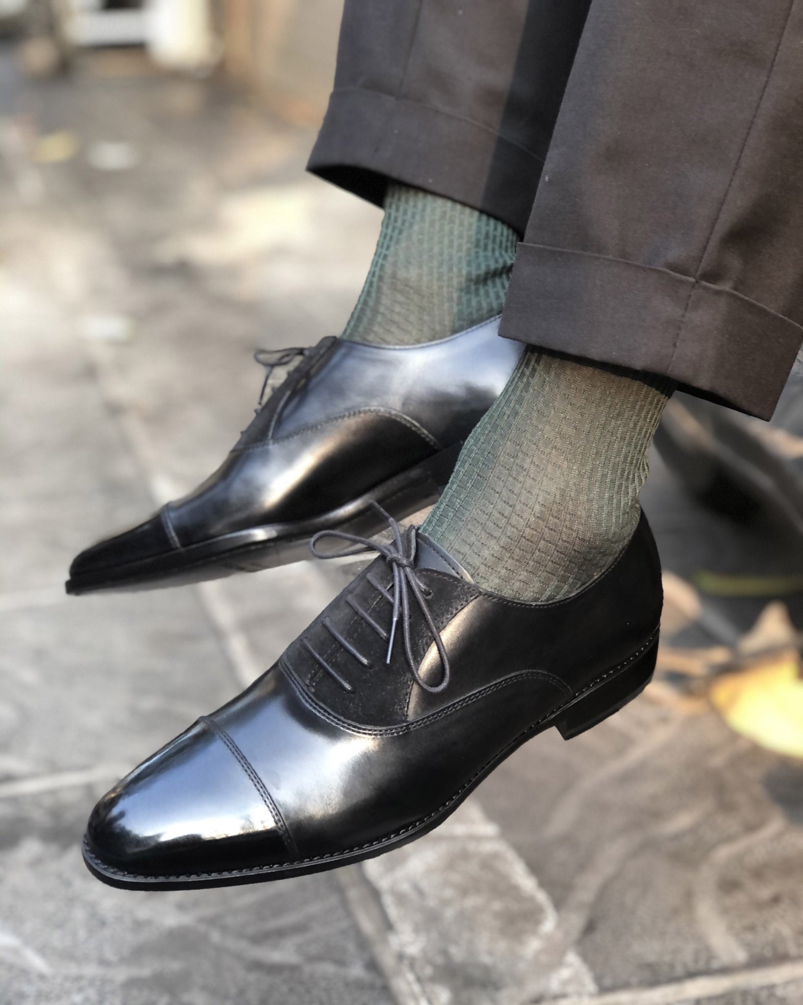 Men Black Captoe Oxford mixed Suede-Oxford Shoes-Men bespoke | Etsy