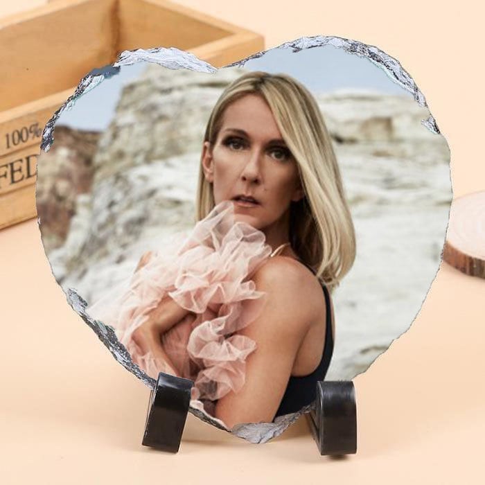 Ardoire Décorative Céline Dion 20/20 cm avec Socle de Présentation Cadeaux Fan