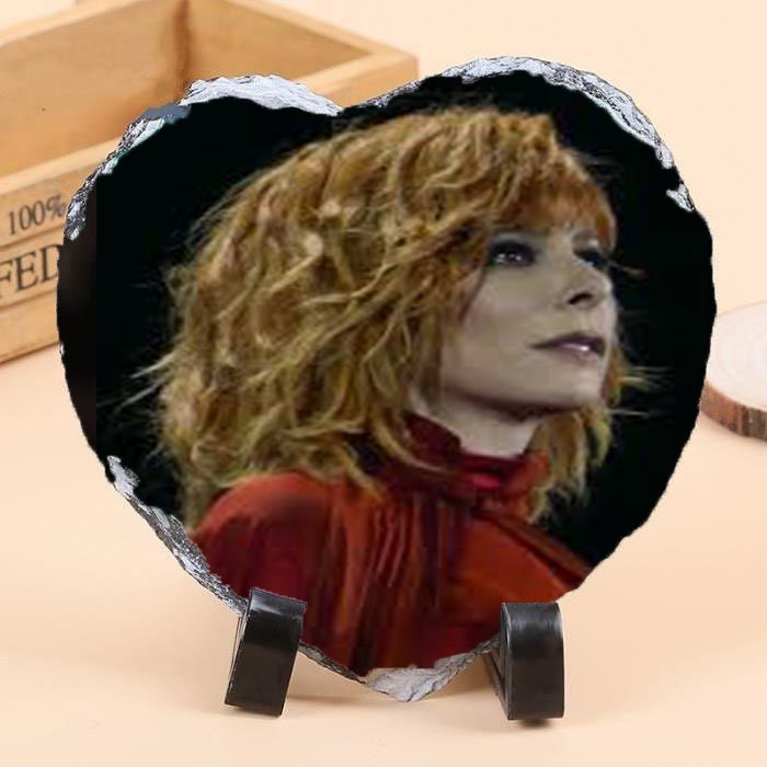 Mylène Farmer Ardoise Décorative 20/20 cm avec Socle de Présentation Cadeaux Fan