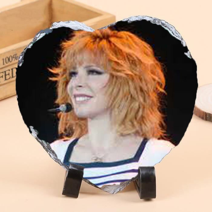 Mylène Farmer Ardoise Décorative 20/20 cm avec Socle de Présentation Cadeaux Fan