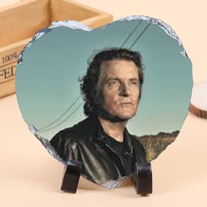 Francis Cabrel Ardoise Décorative 20/20 cm avec Socle de Présentation Cadeaux Fan