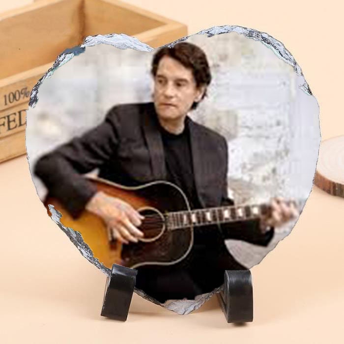 Francis Cabrel Ardoise Décorative 20/20 cm avec Socle de Présentation Cadeaux Fan