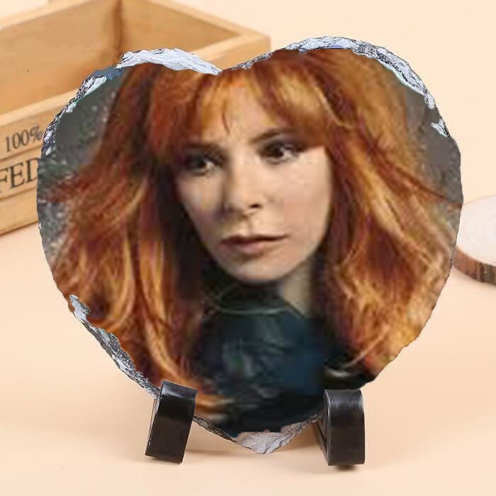 Mylène Farmer Ardoise Décorative 20/20 cm avec Socle de Présentation Cadeaux Fan