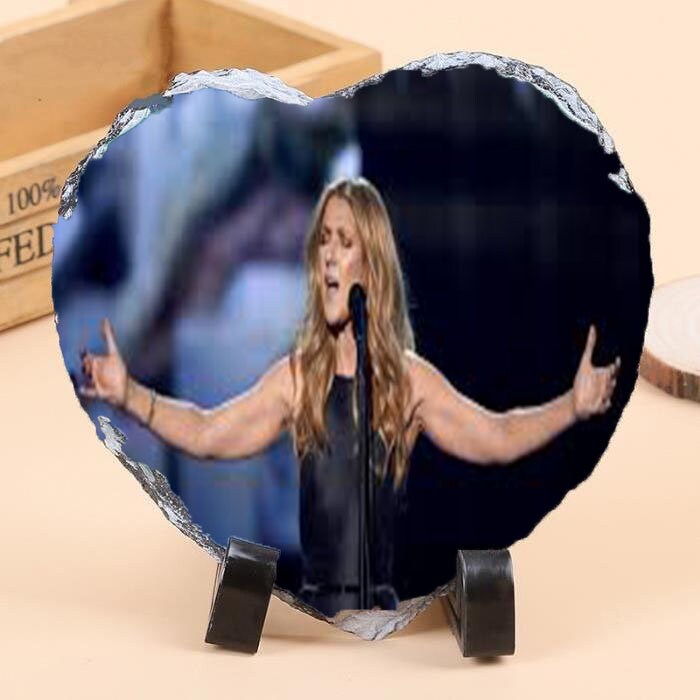 Ardoire Décorative Céline Dion 20/20 cm avec Socle de Présentation Cadeaux Fan