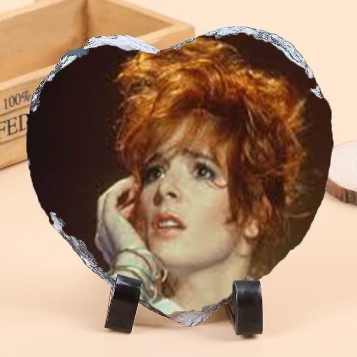 Mylène Farmer Ardoise Décorative 20/20 cm avec Socle de Présentation Cadeaux Fan