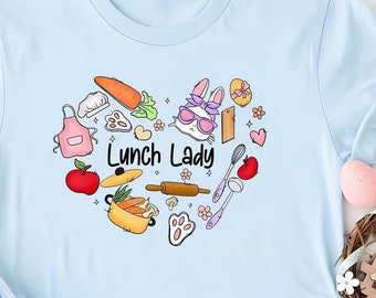 Easter Lunch Lady Heart Shirt, Easter Lunch Squad Shirt, Cute Easter Outfit, Cafeteria Crew, Gift For Lunch Lady
