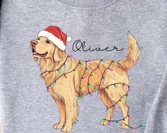 Christmas Golden Retriever Shirt, Cute Dog Christmas Shirt, Golden Retriever Lover Shirt, Golden Retriever Christmas Light Shirt