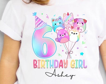 Personalized Squishmallow Birthday Girl Shirt, Squish Squad Birthday Girl Shirt Gift For Squishmallow Lover