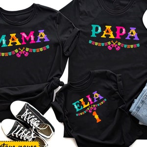Cinco De Mayo Mama Papa-shirt, aangepast familieshirt, Cinco De Mayo verjaardagsshirt, Fiesta-shirt, Mexicaans familie-T-shirt, bijpassende shirts