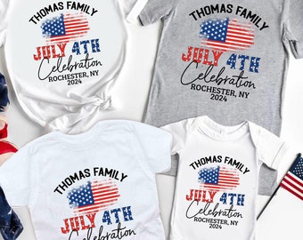 Camiseta personalizada para a família celebrar o 4 de julho, Dia da Independência, Celebração familiar do 4 de julho, Dia Patriótico da Independência, Férias do Dia da Independência