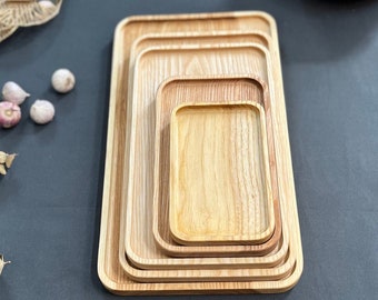 Minimalistische Holzplatte, handgefertigte Holzplatte, Schlüsselablage aus Holz, Serviertablett aus Holz, modernes Holztablett, Personalisierungslogoplatte