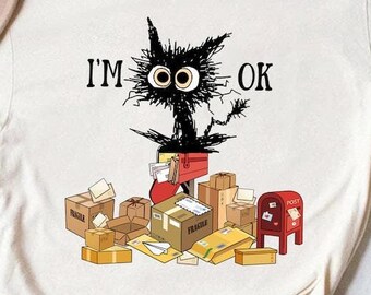 Funny Postal Worker Shirt, I’m Ok Mail Carrier Shirt, Funny Cat Shirt, Postal Worker Outfit For Men And Women, Mail Lady Gift Shirt