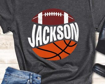 Aangepast Amerikaans voetbal- en basketbalshirt, elke sportmoeder van beide shirt, voetbalshirt moeder, gepersonaliseerd moedercadeau, moedershirt basketbal