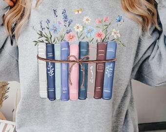 Boekenshirt wilde bloemen, shirt bloemenboeken, shirt boekenliefhebber, shirt leesliefhebber, shirt lezingliefhebber, shirt bibliothecaris, shirt vintage boek, shirt vintage boek