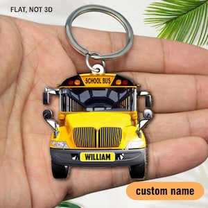 Schulbus Benutzerdefinierter Name Acryl Schlüsselbund, Busfahrer Schlüsselbund, Geschenk für Busfahrer, Zurück zu Schulgeschenk
